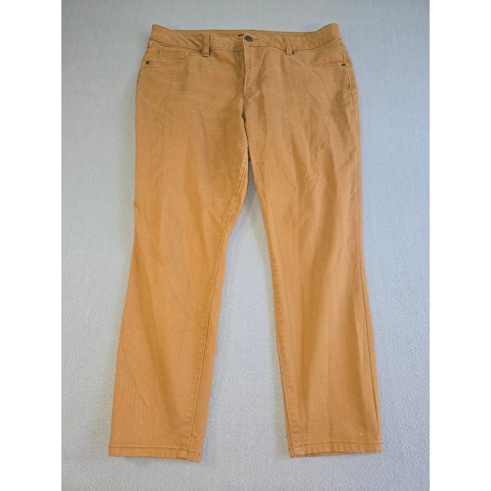 d.jeans Slim Leg Pants Womens 16 Tan Caramel Stretch REPREVE Mid Rise 5-Pocket